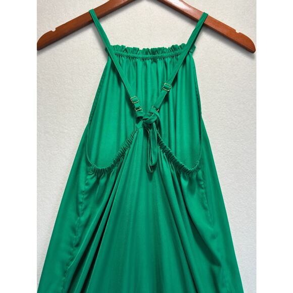 Halston Flutter Pullover Soft Green Lightly Fitted Maxi Dress Polyester Size S - Picture 9 of 9